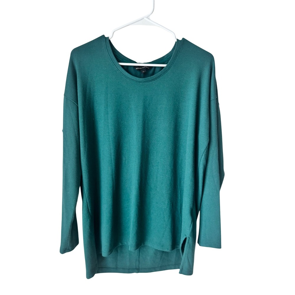 Banana Republic Teal Green Drop Shoulder Long Sleeve Knit Top Crew Neck Medium